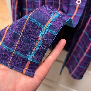 Robert Graham Purple Gold Plaid Button Down Shirt
